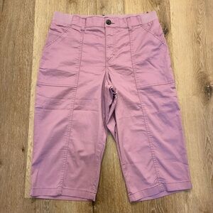 Lee Relaxed Fit Mid Rise Crop Pants Purple Women Size M Casual